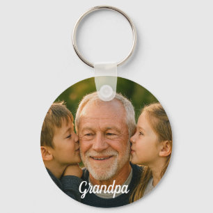 Minimalist grandpa custom photo key ring