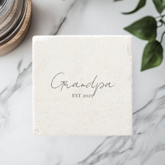Minimalist Grandpa EST 2025 | New Grandpa Gift Stone Coaster