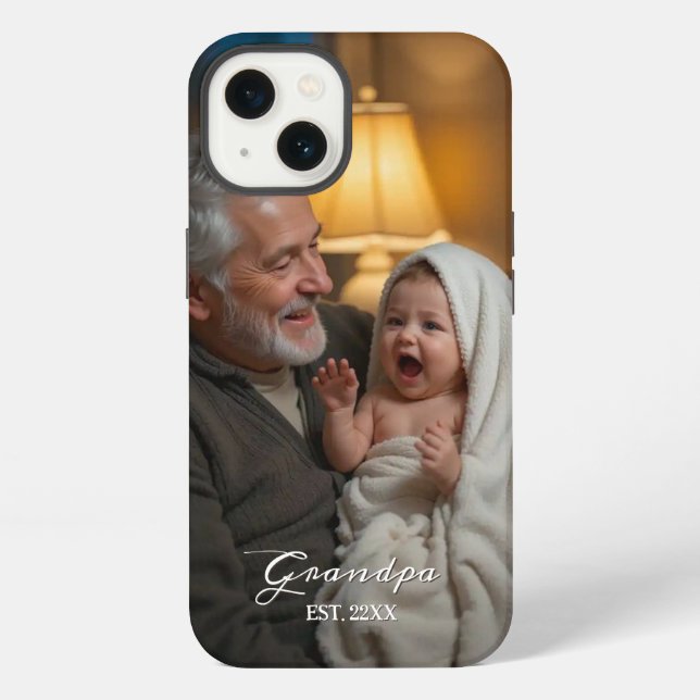 Minimalist Grandpa EST Custom Photo  iPhone Case (Back)