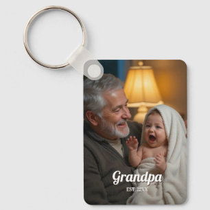 Minimalist Grandpa EST Custom Photo  Key Ring