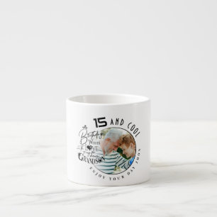 Minimalist Grandson Birthday Lettering Photo Espresso Cup