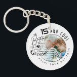 Minimalist Grandson Custom Gifts Key Ring<br><div class="desc">This birthday greeting design is created for a grandson and is especially suited for teenagers and young adults rather than small children. It can be given by grandparents, parents, uncles, aunts, or anyone celebrating a grandson or a person who is like a grandson. The design features a modern minimalist layout...</div>
