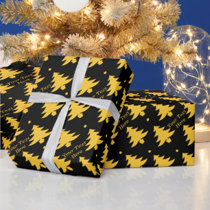 minimalist graphic design gold tree for christmas wrapping paper