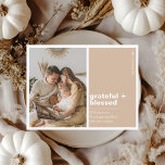 Minimalist Grateful   Blessed Thanksgiving Photo  Postcard<br><div class="desc">Share the warmth of the season with this minimalist Grateful Blessed Thanksgiving photo card. Featuring a modern neutral beige background, clean typography, and space for your favourite family photo, this elegant design is perfect for sending love and gratitude to friends and family. A timeless choice for Thanksgiving that highlights simplicity,...</div>