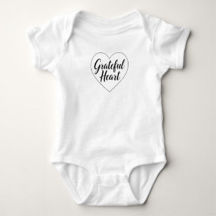 Minimalist "Grateful Heart" Quote Baby Bodysuit