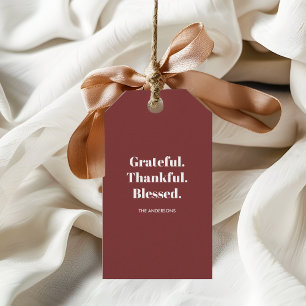 Minimalist Grateful Thankful Blessed Thanksgiving  Gift Tags