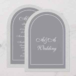 Minimalist Gray and Light Gray Arch Wedding Invitation