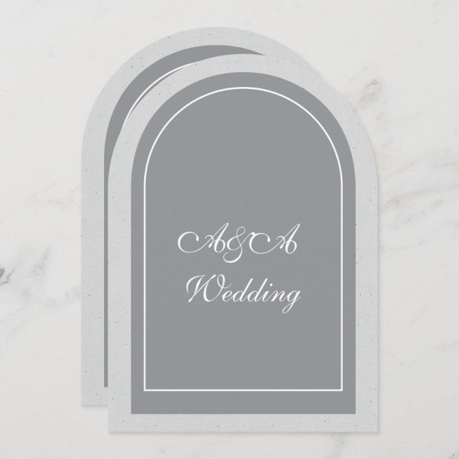 Minimalist Gray and Light Gray Arch Wedding  Invitation (Front/Back)