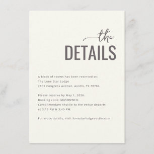 Minimalist Gray Calligraphy Details Enclosure Card