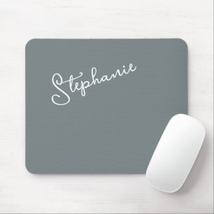 Minimalist Gray Personalized Script Name Office  Mouse Pad
