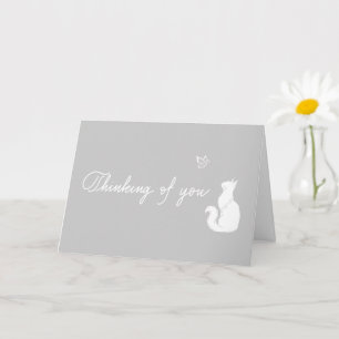 Minimalist Gray Thinking of You Cat Loss Sympathy Card