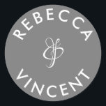 Minimalist Gray Wedding Personalized Names Classic Round Sticker<br><div class="desc">These personalized neutral thank you wedding stickers are a beautiful addition to any wedding celebration. These customizable stickers are designed to add a personal touch to your wedding favors or thank you gifts. They come in various shapes and sizes. These stickers can also be used to label items like invitations,...</div>