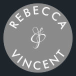 Minimalist Gray Wedding Personalized Names Classic Round Sticker<br><div class="desc">These personalized neutral thank you wedding stickers are a beautiful addition to any wedding celebration. These customizable stickers are designed to add a personal touch to your wedding favors or thank you gifts. They come in various shapes and sizes. These stickers can also be used to label items like invitations,...</div>