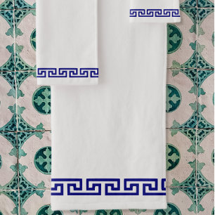 Minimalist Greek Pattern Customisable Bath Towel Set