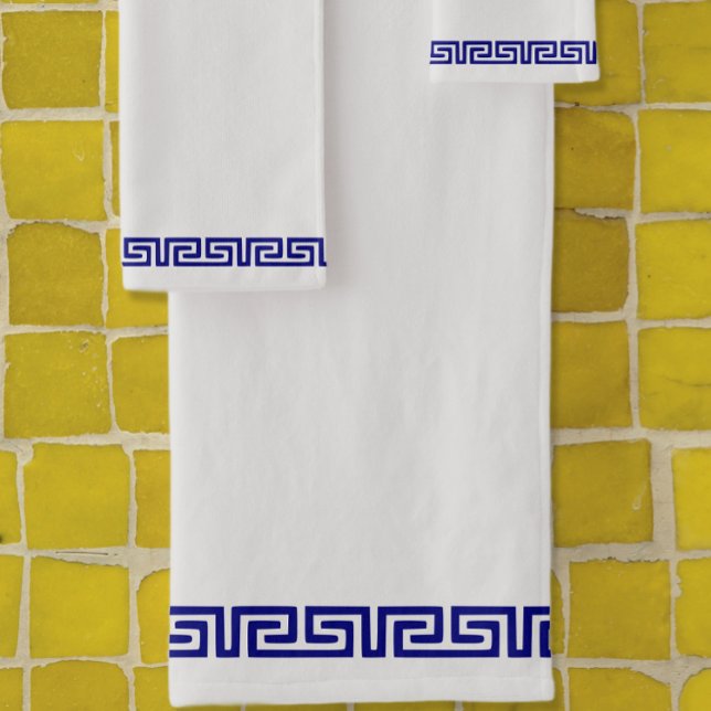 Minimalist Greek Pattern Customisable VI Bath Towel Set (Creator Uploaded)