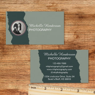 Minimalist Green 1 Photo Business Name Business Card
