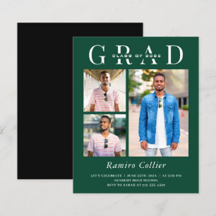 Minimalist Green 3 Photo Graduation Celebration