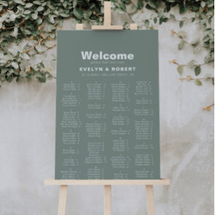 Minimalist Green Alphabetical Seating Chart