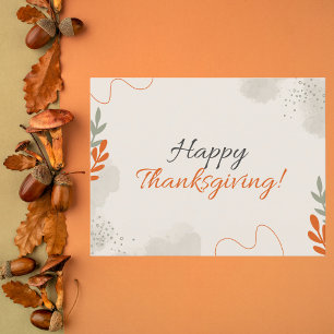 Minimalist Green and Orange Thanksgiving Holiday Card