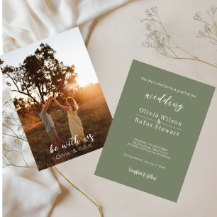 Minimalist Green and Photo Wedding Invitation Temp