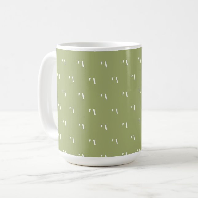 Minimalist Green and White Monogram Coffee Mug (Front Left)
