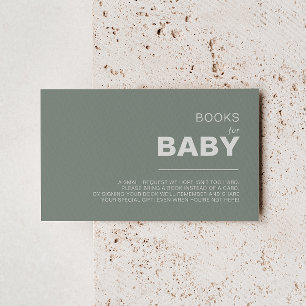 Minimalist Green Baby Shower Book Request    Enclosure Card
