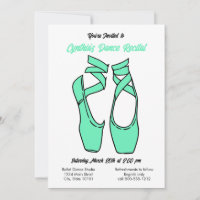 Minimalist Green Ballet Dance Recital Invitation