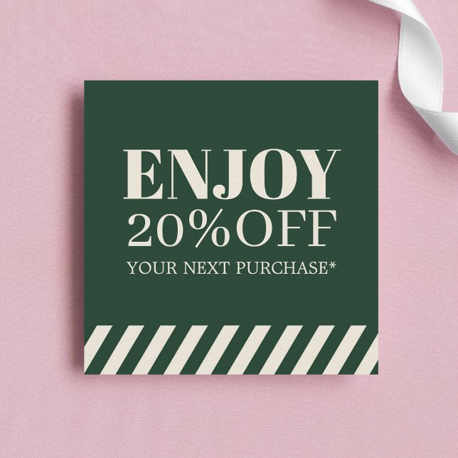 Minimalist Green Beige Stripes Holiday Coupon (Creator Uploaded)