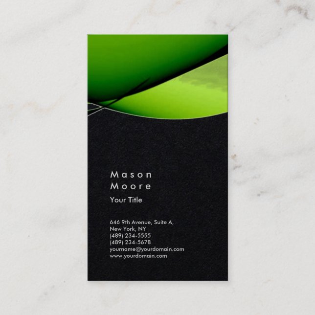 Minimalist Green Black Plain Modern Professional Business Card (Front)
