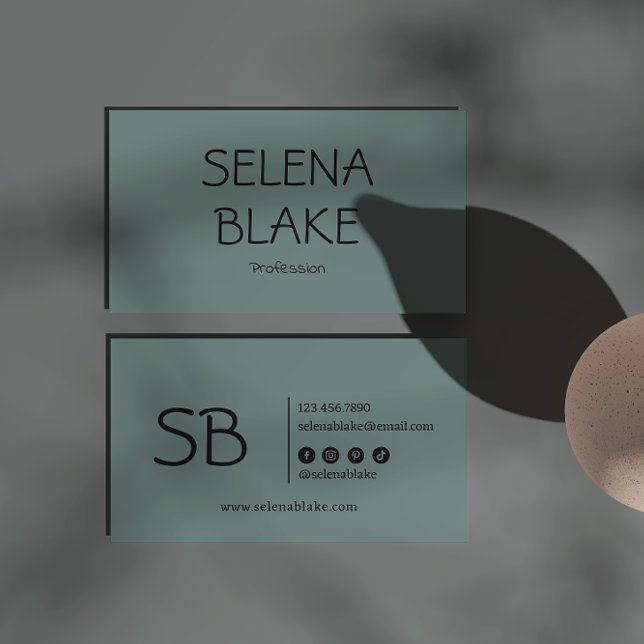 Minimalist Green Boho | Trendy Retro Chic  Business Card (Creator Uploaded)