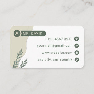 Minimalist Green Botanical Business Card
