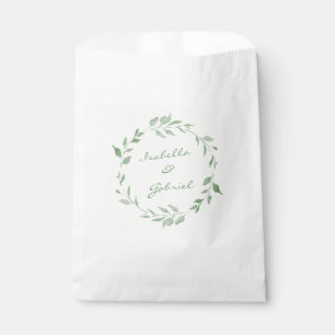Minimalist Green Botanical Wreath Personalised Favour Bags