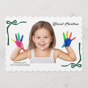 Minimalist Green Bows Blessing Christmas Invitation