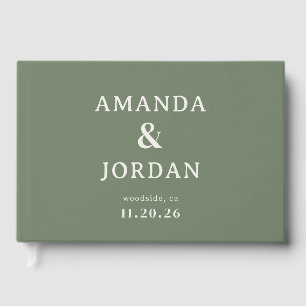 Minimalist Green Calligraphy Guest Book