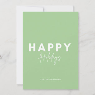 Minimalist Green Candy Happy Holidays Personalise Holiday Card