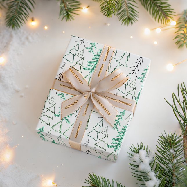Minimalist Green Christmas Trees Seamless Pattern  Wrapping Paper (Creator Uploaded)
