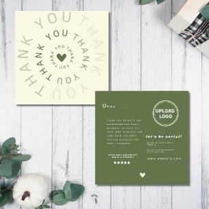 Minimalist Green Circular Thank You Custom logo Square Business Card