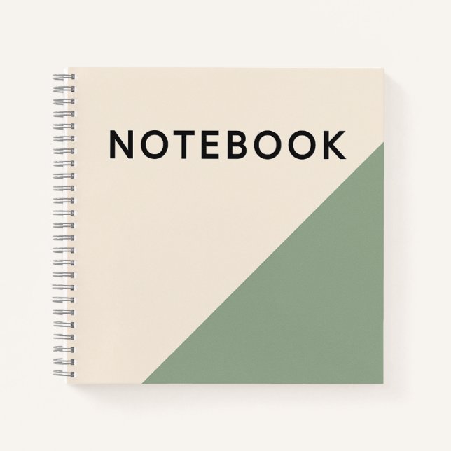 Minimalist Green & Cream Notebook  (Front)