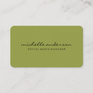 Minimalist Green Cursive Text Business Card