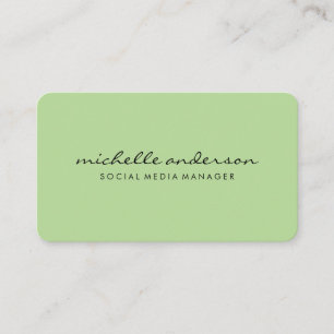Minimalist Green Cursive Text Business Card