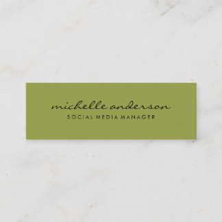 Minimalist Green Cursive Text Mini Business Card