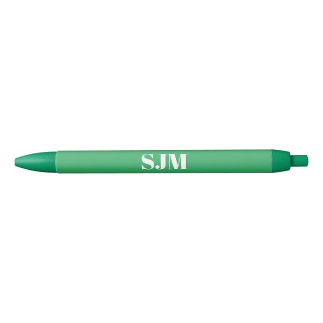 Minimalist green custom monogram initials name  black ink pen (Front)