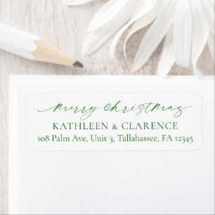 Minimalist Green Elegant Christmas Return Address