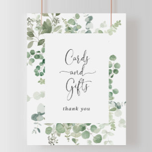 Minimalist Green Eucalyptus Cards and Gifts Sign