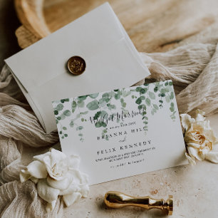 Minimalist Green Eucalyptus Elopement Announcement