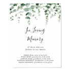 Minimalist Green Eucalyptus In Loving Memory Sign