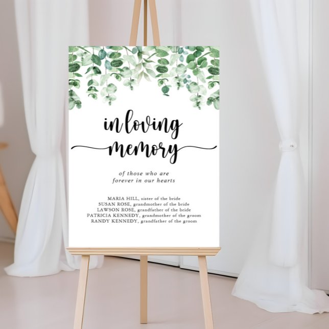 Minimalist Green Eucalyptus In Loving Memory Sign (Creator Uploaded)