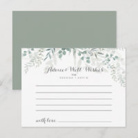 Minimalist Green Eucalyptus Wedding Advice Card
