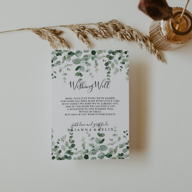 Minimalist Green Eucalyptus Wedding Wishing Well  Enclosure Card (Creator Uploaded)