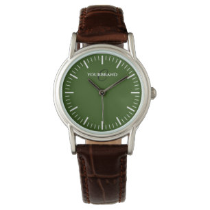 Minimalist green face custom monogram women's watch